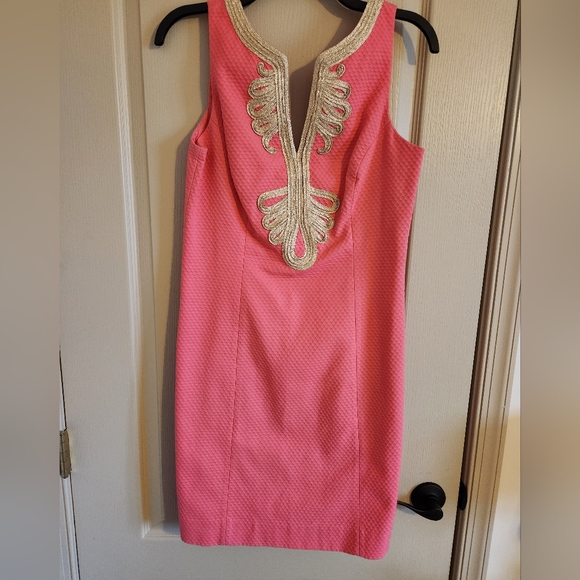 Lilly Pulitzer Pink Midi Dress with Gold Accents - Picture 2 of 9